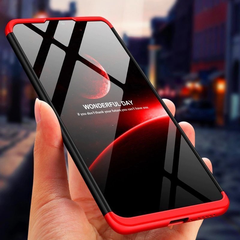 GKK 360 Capa de proteção frontal e traseira capa completa Xiaomi Mi 10 Lite preto-vermelho