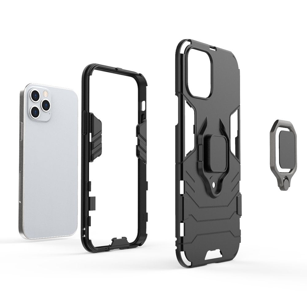 Ring Armor Case Kickstand Capa resistente e resistente para iPhone 12 Pro  -  iPhone 12 preto