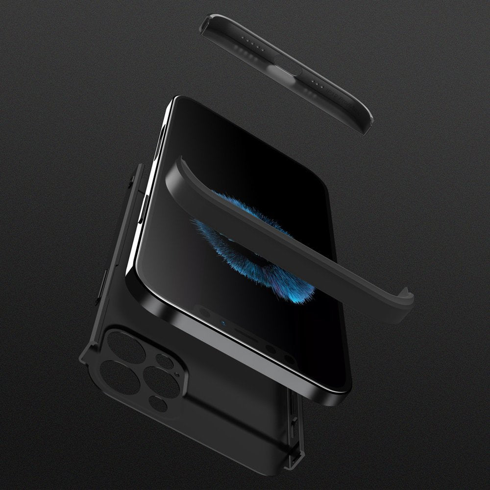 Capa de proteção GKK 360 frontal e traseira Capa de corpo inteiro para iPhone 12 Pro Max preto