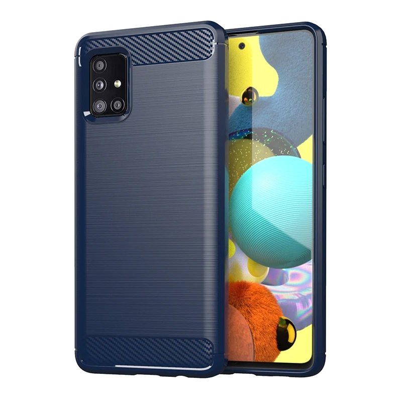 Capa carbono Capa flexível de TPU para Samsung Galaxy M51 azul