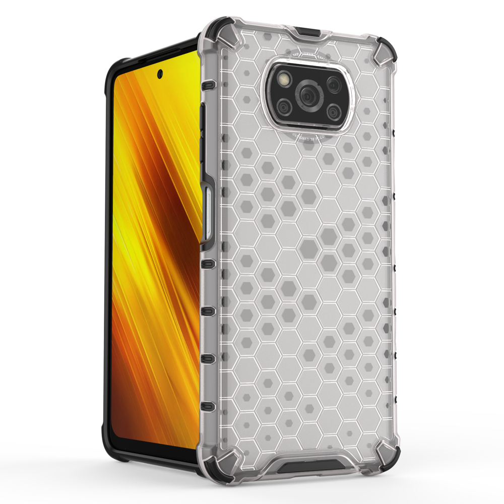 Capa de armadura de favo de mel com pára-choque de TPU para Xiaomi Poco X3 NFC  -  Poco X3 Pro transparente