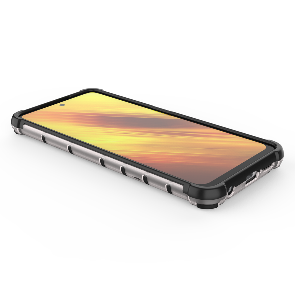 Capa de armadura de favo de mel com pára-choque de TPU para Xiaomi Poco X3 NFC  -  Poco X3 Pro transparente