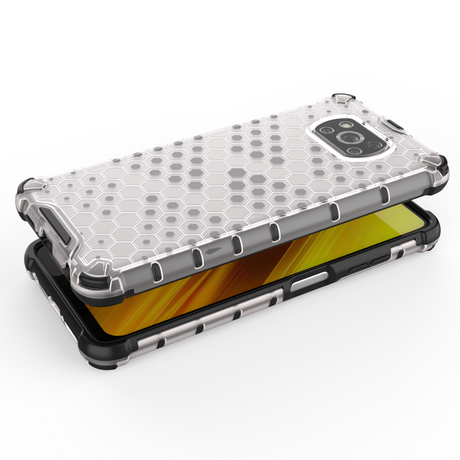 Capa de armadura de favo de mel com pára-choque de TPU para Xiaomi Poco X3 NFC  -  Poco X3 Pro transparente