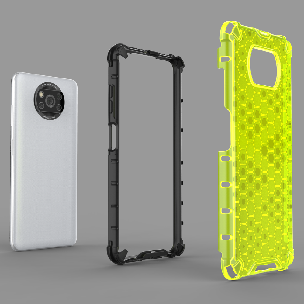 Capa de armadura de favo de mel com pára-choque de TPU para Xiaomi Poco X3 NFC  -  Poco X3 Pro transparente