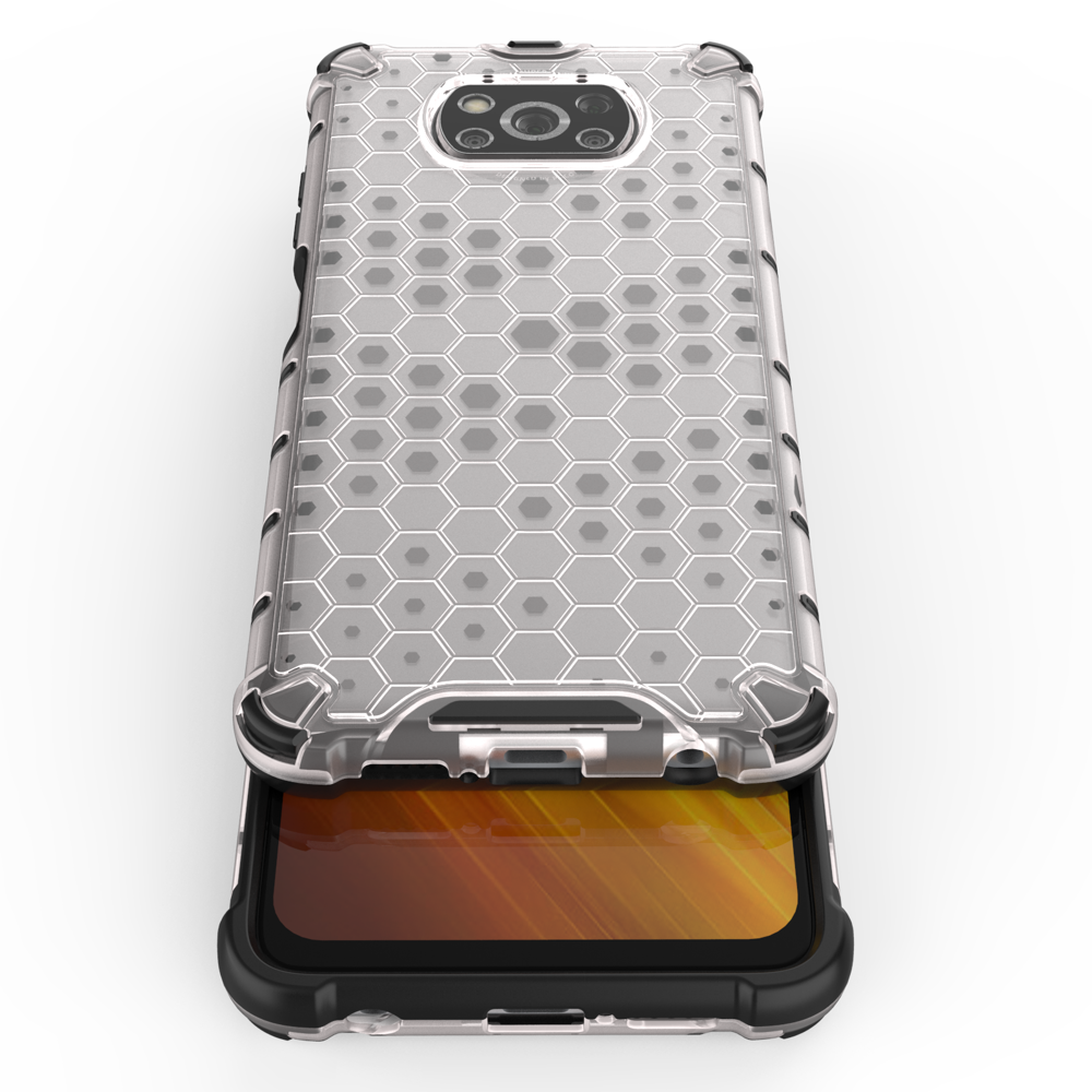 Capa de armadura de favo de mel com pára-choque de TPU para Xiaomi Poco X3 NFC  -  Poco X3 Pro transparente