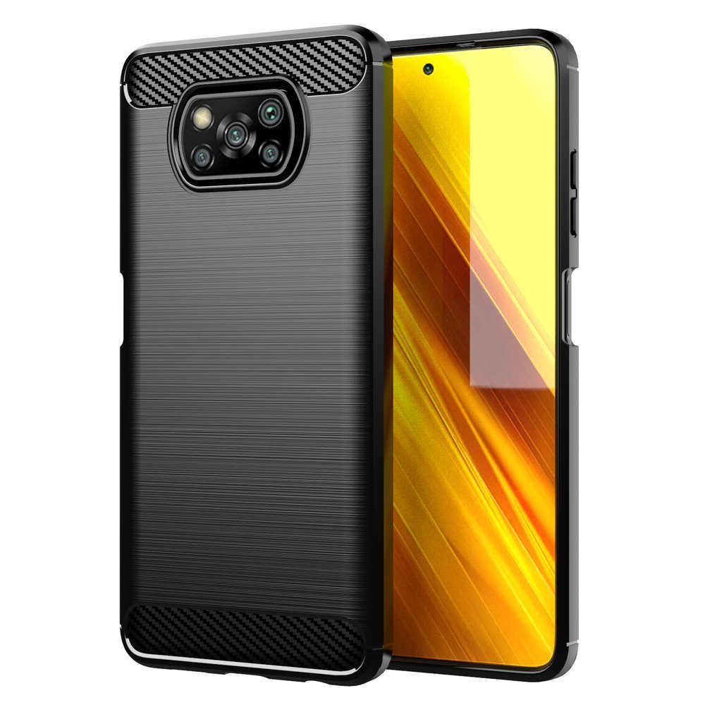 Capa carbono Capa flexível de TPU para Xiaomi Poco X3 NFC  -  Poco X3 Pro preto