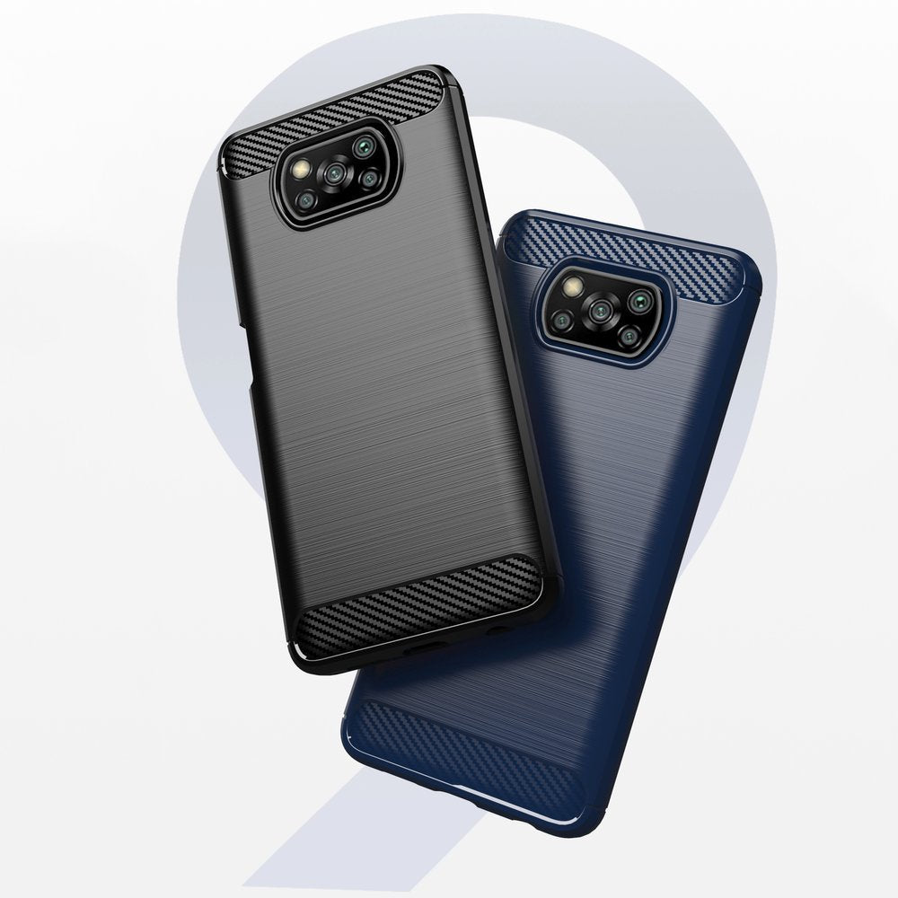 Capa carbono Capa flexível TPU para Xiaomi Poco X3 NFC  -  Poco X3 Pro azul