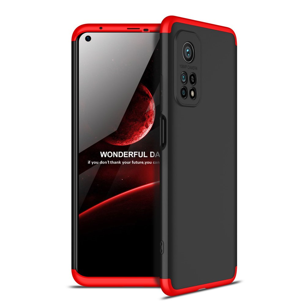 GKK 360 Capa de proteção frontal e traseira capa de corpo inteiro Xiaomi Mi 10T Pro  -  Xiaomi Mi 10T preto-vermelho