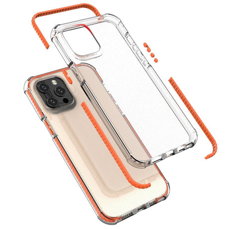 Capa protetora resistente em gel TPU transparente Spring Armor com moldura colorida para iPhone 12 Pro Max branco