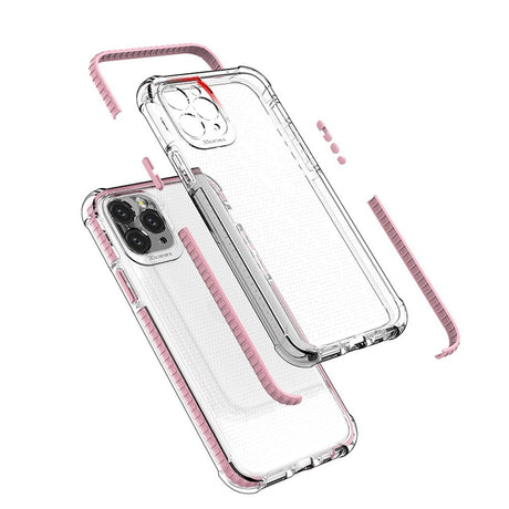 Capa protetora resistente em gel TPU transparente Spring Armor com moldura colorida para iPhone 11 Pro branco