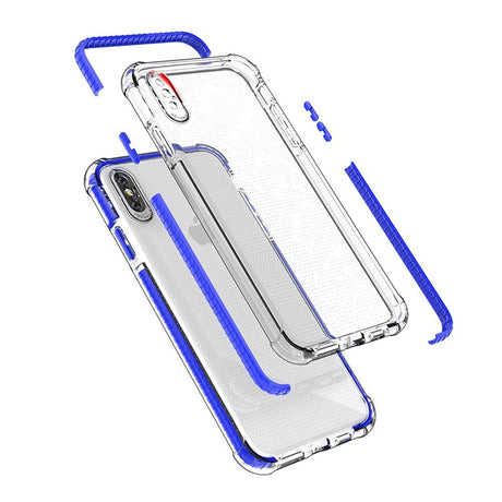 Capa protetora resistente em gel TPU transparente Spring Armor com moldura colorida para iPhone XS Max rosa