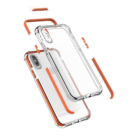 Capa protetora resistente em gel TPU transparente Spring Armor com moldura colorida para iPhone XS  -  iPhone X azul