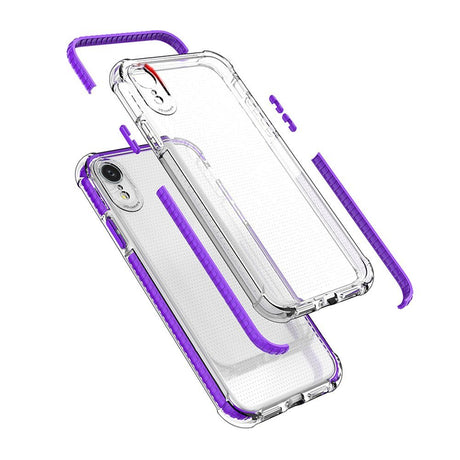 Capa protetora resistente em gel TPU transparente Spring Armor com moldura colorida para iPhone XR preto