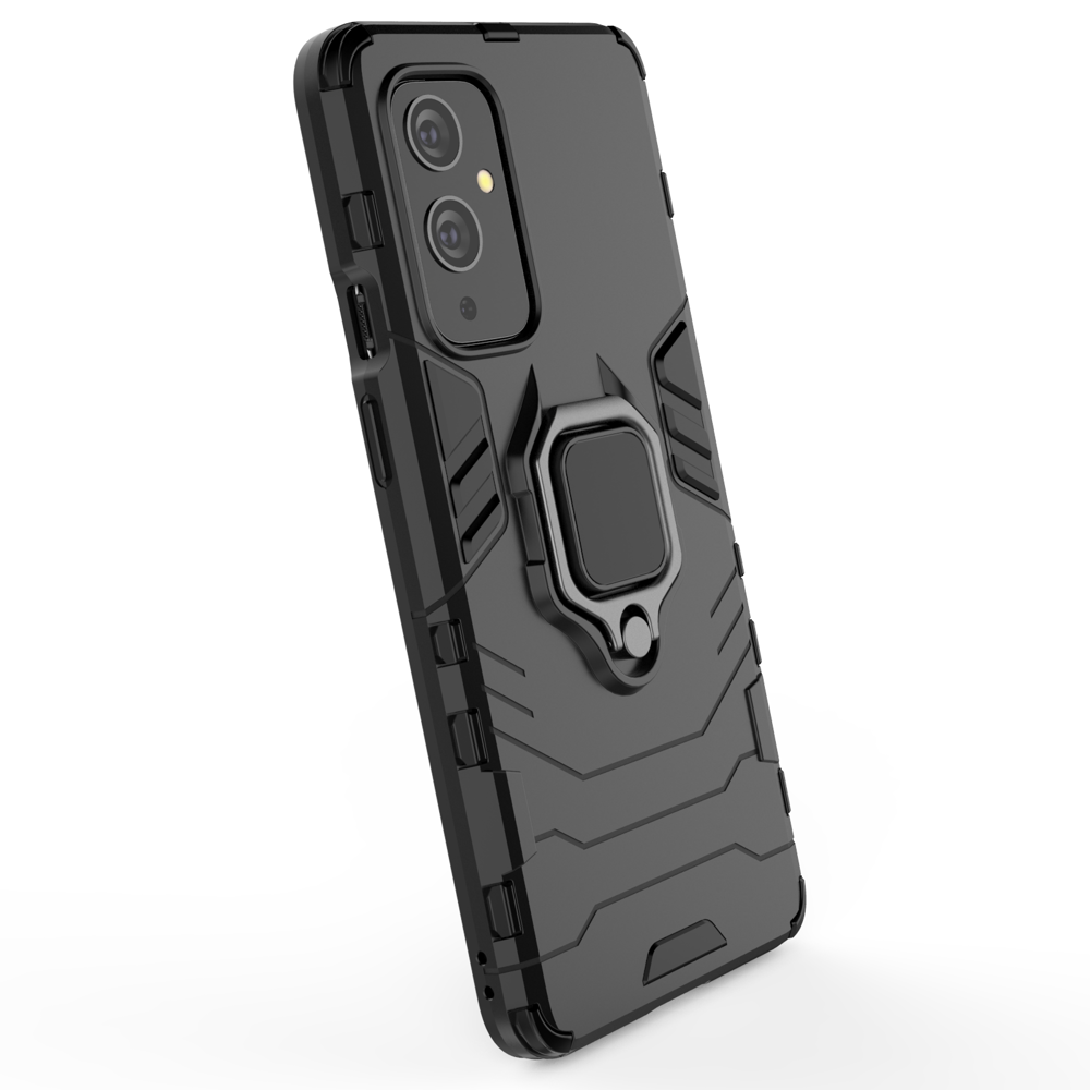 Ring Armor Case Kickstand Capa resistente e resistente para OnePlus 9 preto