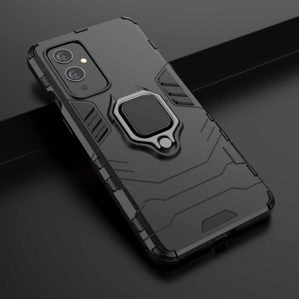 Ring Armor Case Kickstand Capa resistente e resistente para OnePlus 9 preto