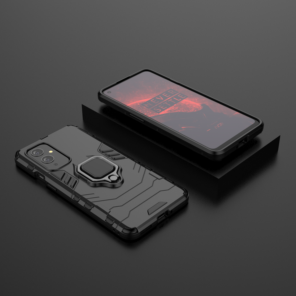 Ring Armor Case Kickstand Capa resistente e resistente para OnePlus 9 preto