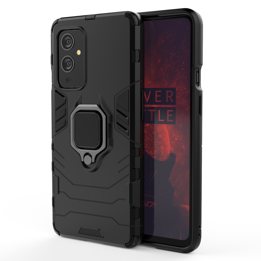 Ring Armor Case Kickstand Capa resistente e resistente para OnePlus 9 preto