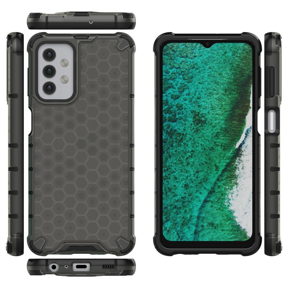 Capa de armadura de favo de mel com pára-choque de TPU para Samsung Galaxy A32 5G preto