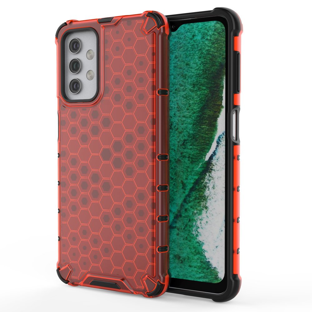 Capa de armadura de favo de mel com pára-choque de TPU para Samsung Galaxy A32 5G vermelho