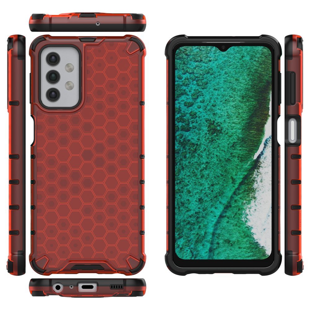 Capa de armadura de favo de mel com pára-choque de TPU para Samsung Galaxy A32 5G vermelho