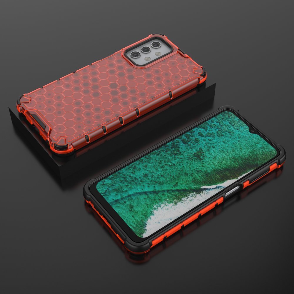 Capa de armadura de favo de mel com pára-choque de TPU para Samsung Galaxy A32 5G vermelho