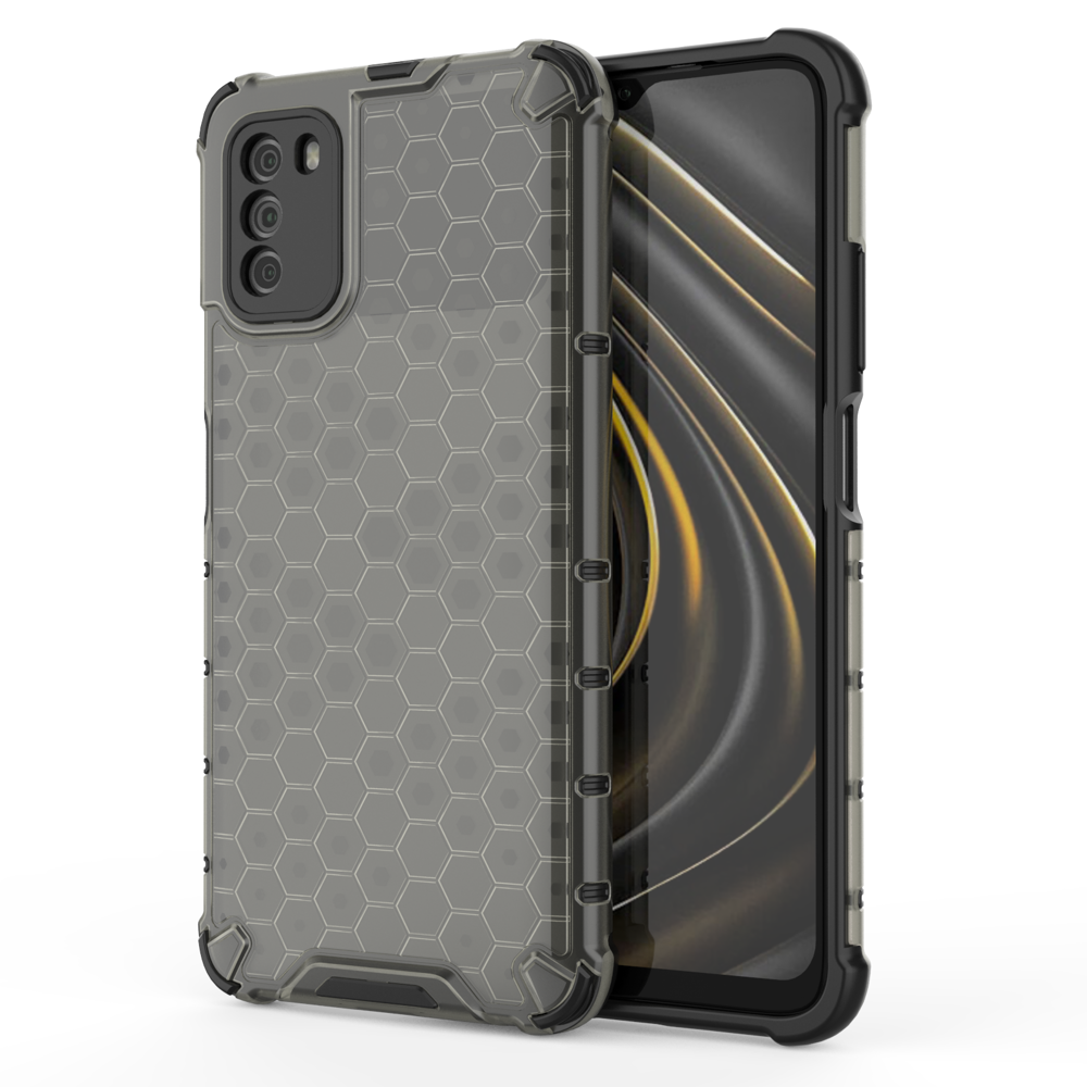 Capa de armadura em caixa de favo de mel com pára-choque de TPU para Xiaomi Poco M3  -  Xiaomi Redmi 9T preto