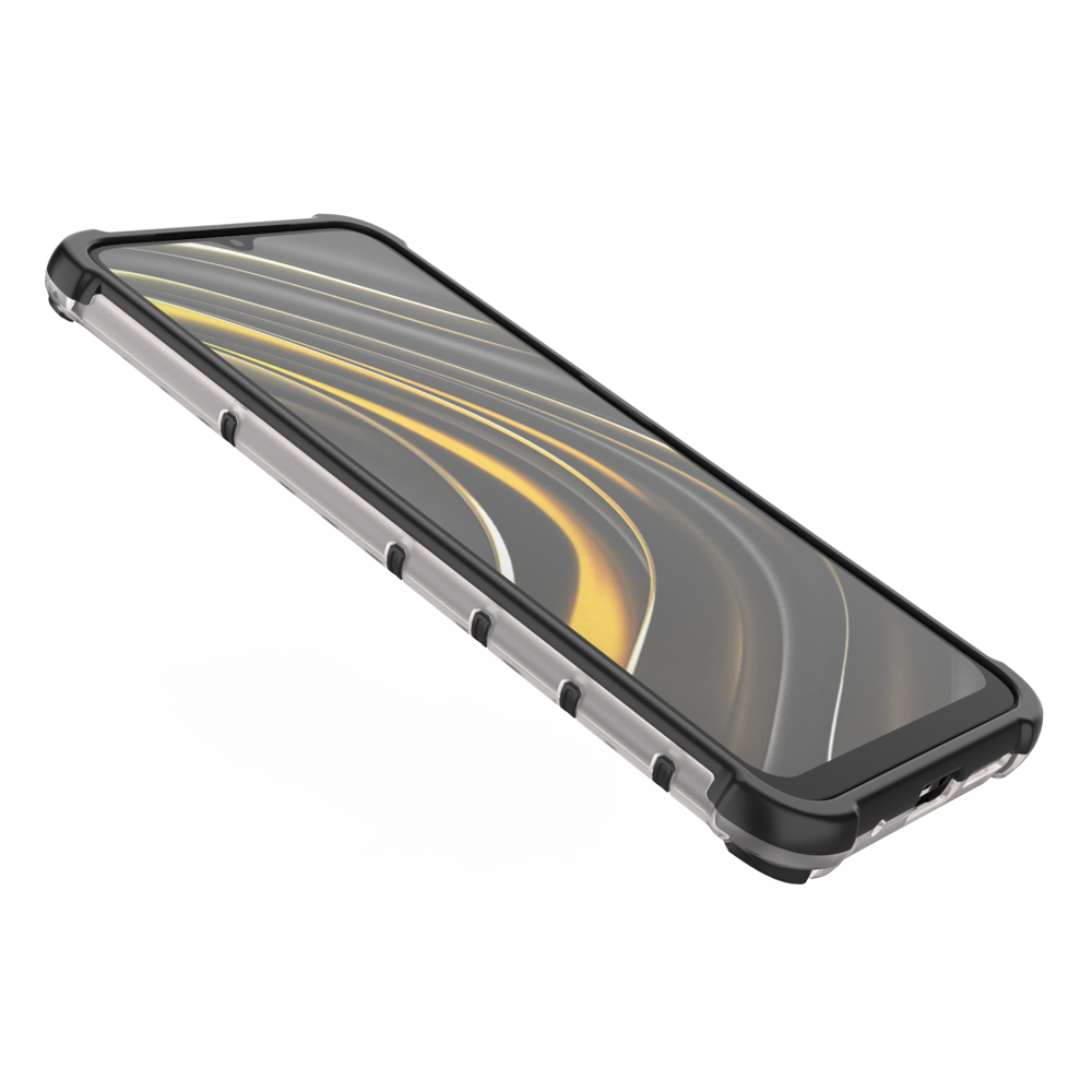 Capa de armadura em caixa de favo de mel com pára-choque de TPU para Xiaomi Poco M3  -  Xiaomi Redmi 9T preto