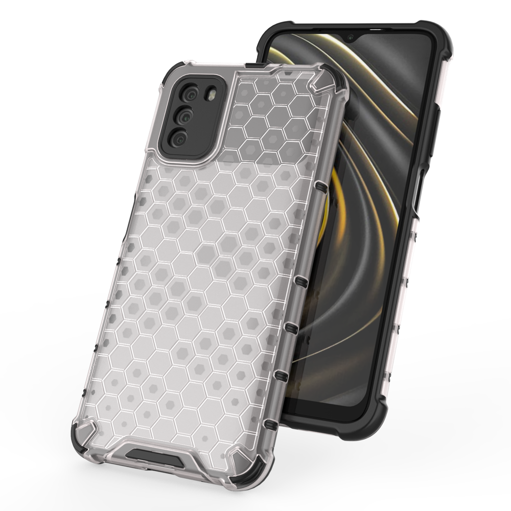 Capa de armadura em caixa de favo de mel com pára-choque de TPU para Xiaomi Poco M3  -  Xiaomi Redmi 9T preto