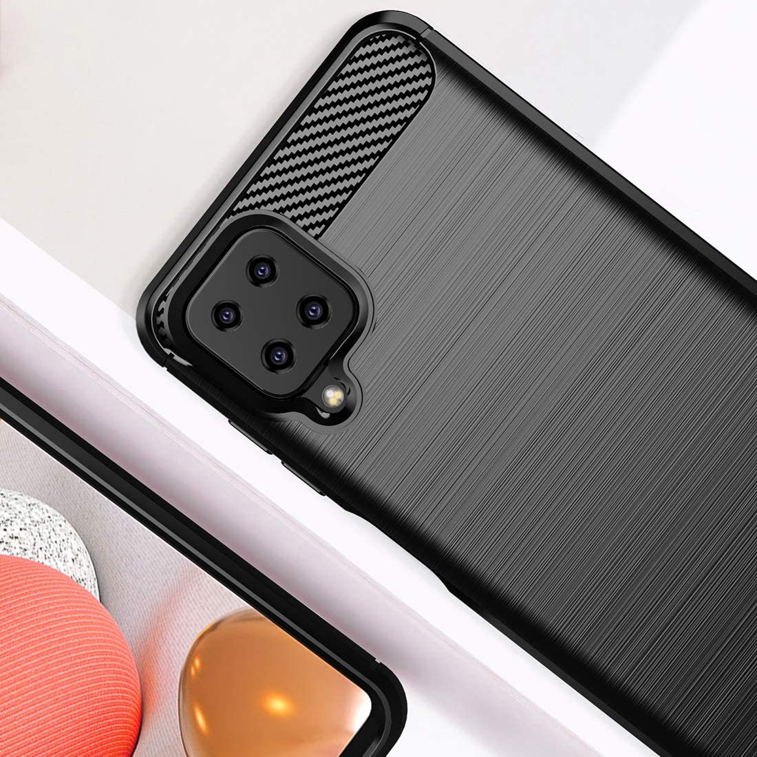 Capa carbono Capa flexível de TPU para Samsung Galaxy A12  -  Galaxy M12 preta