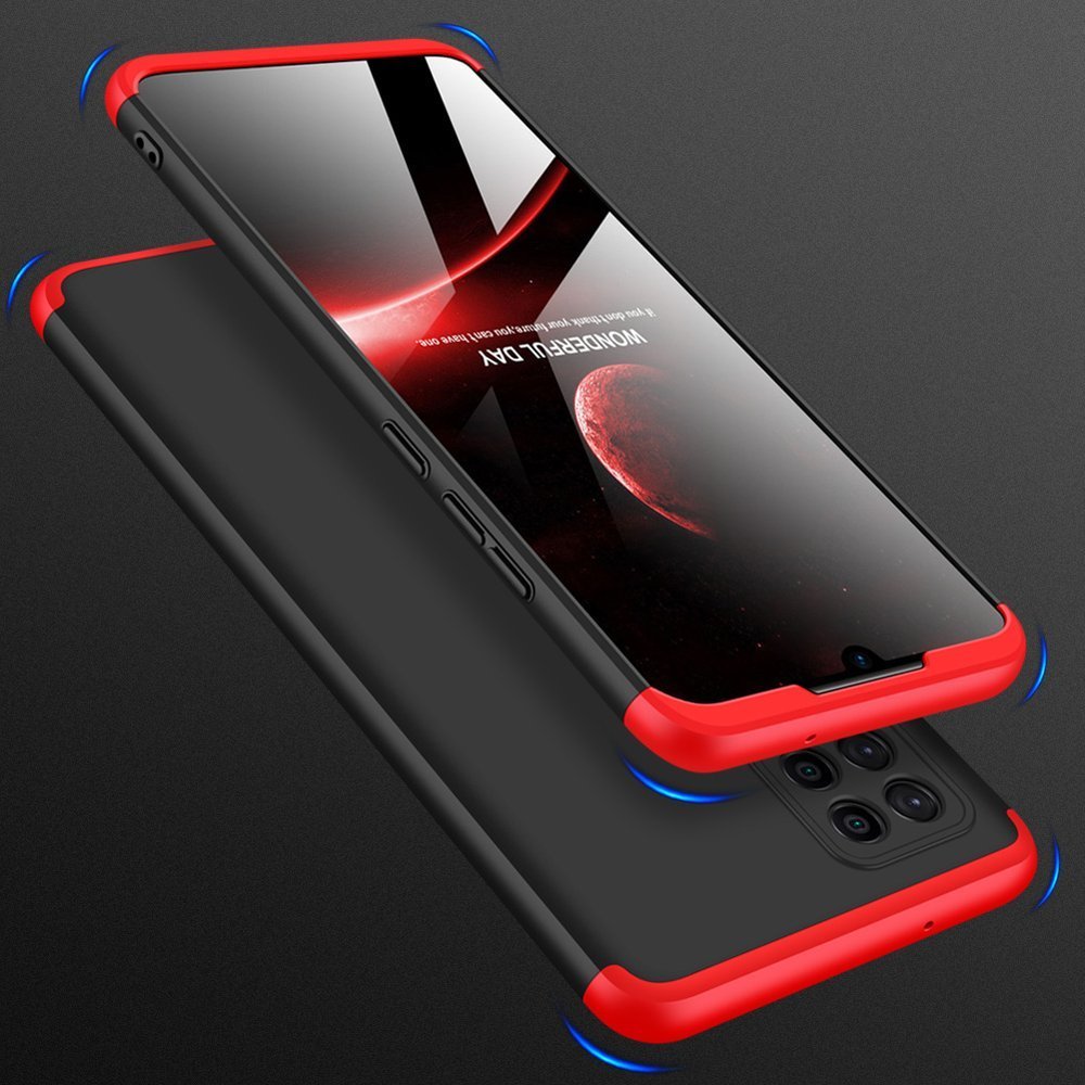 GKK 360 Capa de proteção frontal e traseira capa de corpo inteiro Samsung Galaxy A42 5G preto-vermelho