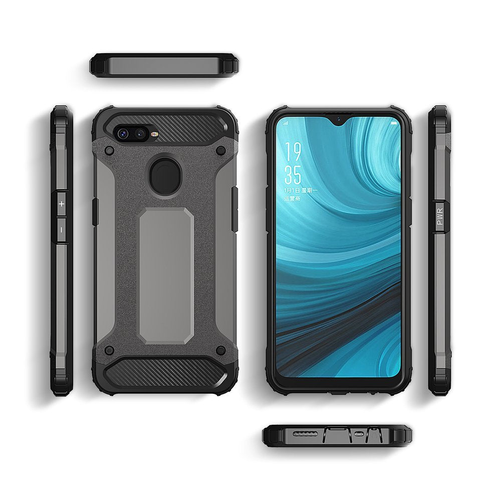 Hybrid Armor Case Capa resistente e resistente para Oppo A12  -  A5s  -  A7 preto