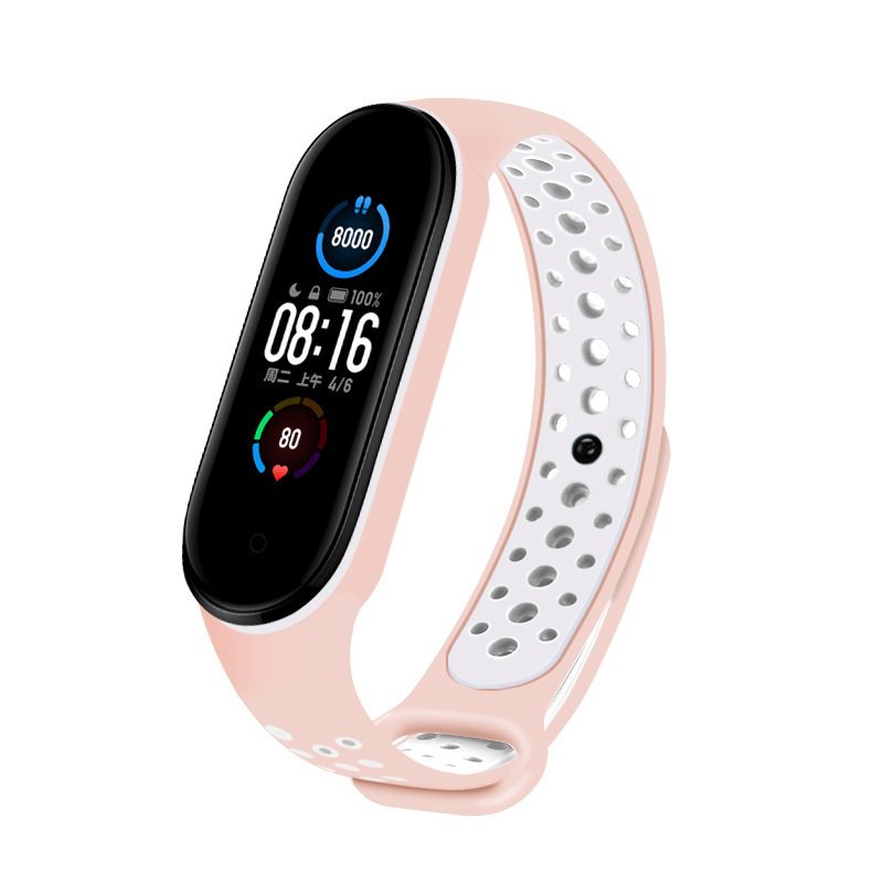 Correia de banda de reposição para Xiaomi Mi Band 5 Dots rosa-branco