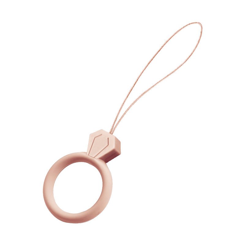 Cordão de silicone para o pingente de anel de diamante do telefone para um dedo rosa