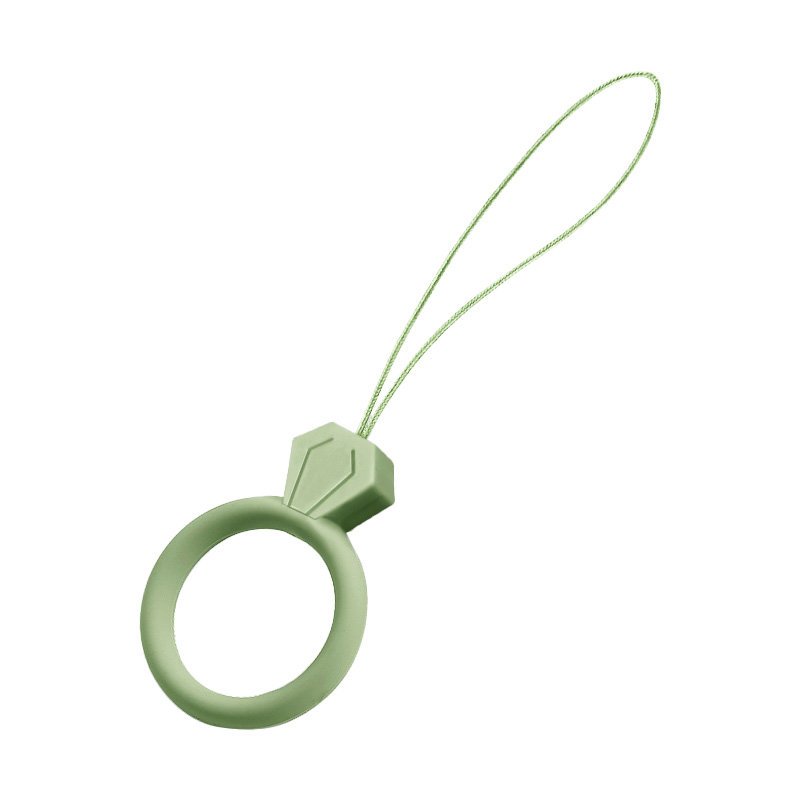 Cordão de silicone para o pingente de anel de diamante do telefone para um dedo verde claro