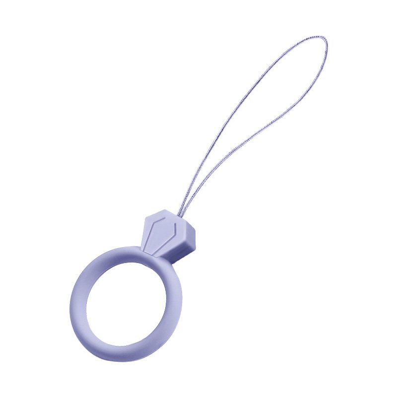 Cordão de silicone para o pingente de anel de diamante do telefone para um dedo roxo claro