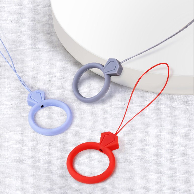 Cordão de silicone para o pingente de anel de diamante do telefone para um dedo azul escuro