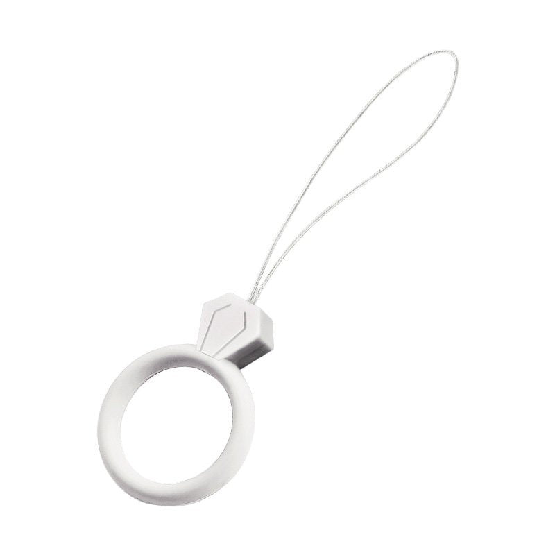 Cordão de silicone para o pingente de anel de diamante do telefone para um dedo branco