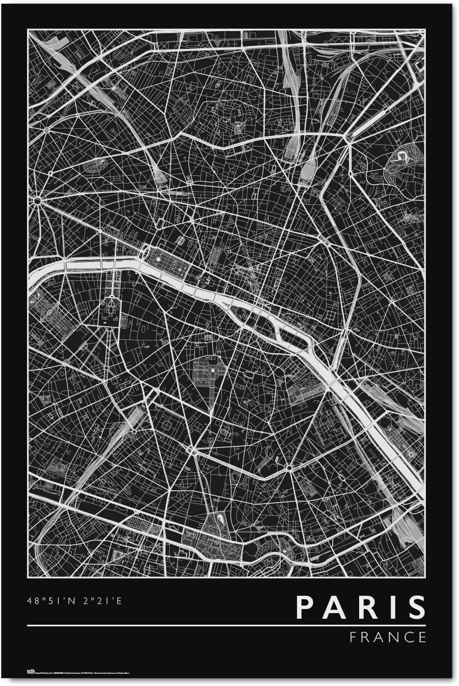 Poster Paris City Map Poster 61 x 91,5 cm