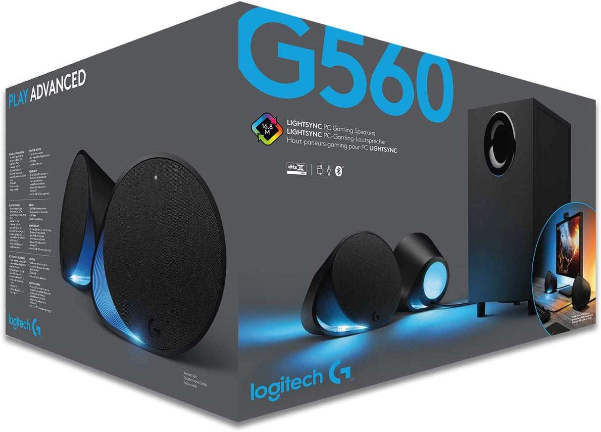 Coluna Gamer Logitech G560 LIGHTSYNC RGB 240W