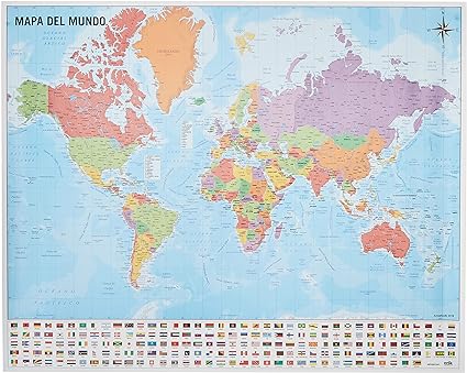 Mini Poster World Map Mapa do Mundo 40 x 50 cm