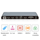 AGPTEK Switch HDMI 2.0  5 x 1  3D 4K Áudio & Vídeo 5 Entradas 1 Saída  HDCP 2.2 Compliant