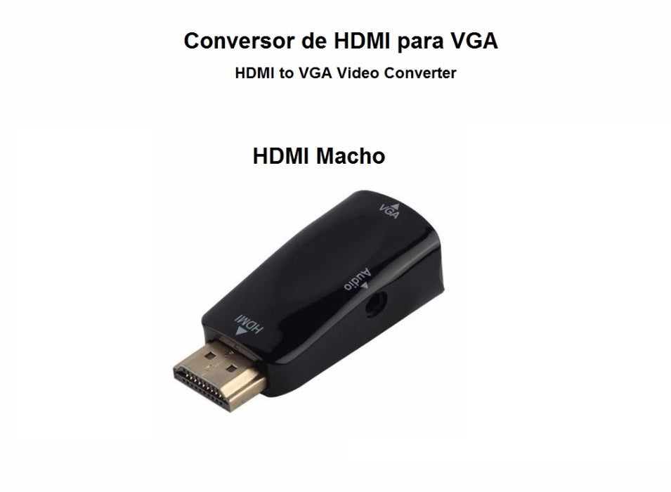 Adaptador Conversor HDMI para VGA com Áudio (Preto) - Multi4you®