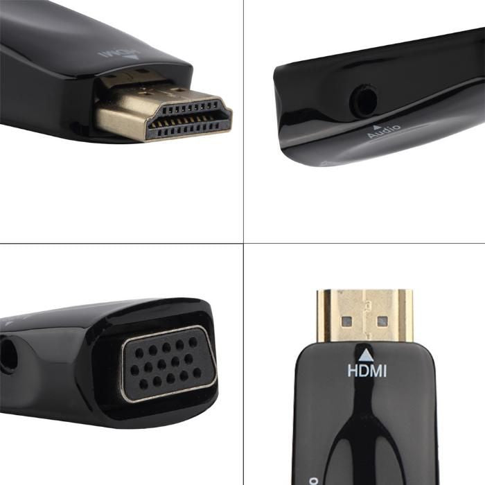 Adaptador Conversor HDMI para VGA com Áudio (Preto) - Multi4you®