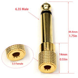 Adaptador Jack 3.5mm Fêmea p/ Jack 6.35mm Macho banhado a ouro - 1 Uni