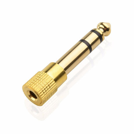 Adaptador Jack 3.5mm Fêmea p/ Jack 6.35mm Macho banhado a ouro - 1 Uni