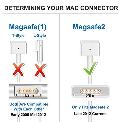 Aursen Carregador para Apple MacBook Tipo T MagSafe 2 Power Adapter (85W) A1435/A1465/A1502