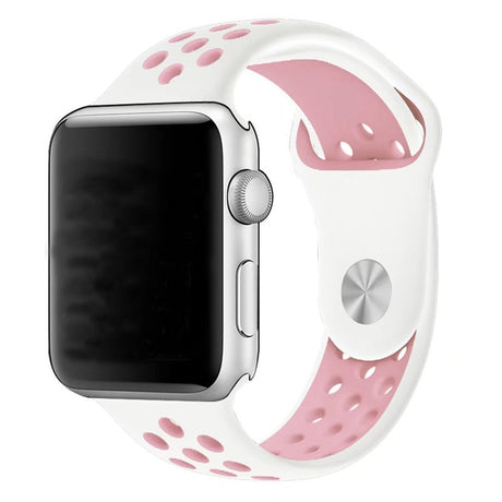 Pulseira Bracelete Desportiva Silicone para Apple Watch 38mm BRANCO/ROSA - Multi4you®