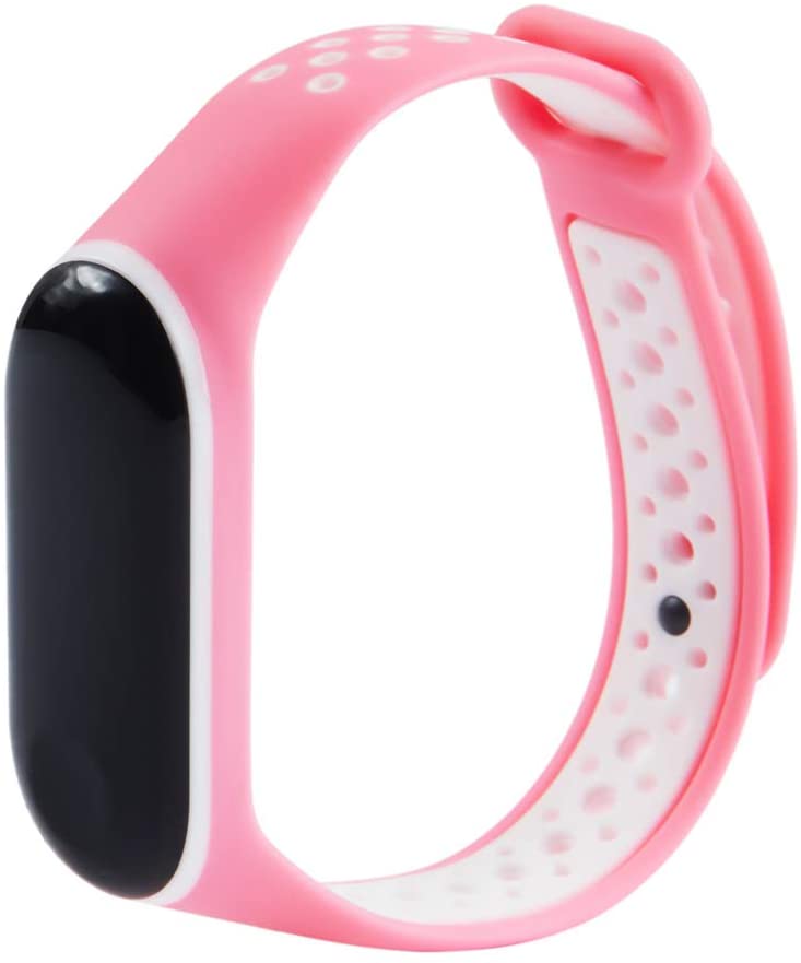 Bracelete Desportiva para Xiaomi Mi band 3 / 4 Rosa-Branco