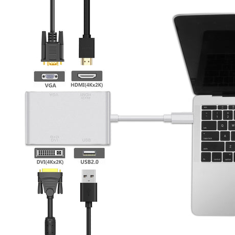 Cabo Adaptador USB-C para HDMI / VGA / DVI / USB 3.0 4K - Multi4you®