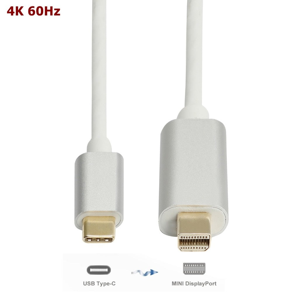 Cabo Mini DisplayPort Macho para USB-C Macho (1,8m) (Branco) - Multi4you®